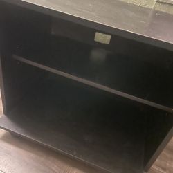 Black Rolling TV Stand / Media Console – 2ft Wide – 360° Wheels – Sturdy Shelves