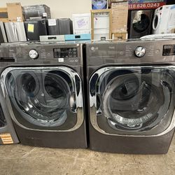 Brand New LG Jumbo Stainless Steel Front Load Washer And Gas Dryer Set 