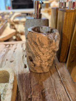 Natural Wood Soap Dispenser with Chrome Pump