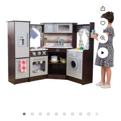Kidkraft Ultimate Corner Play Kitchen With Lights and Sound Espresso 