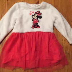 Disney Baby White Fleece Dress Tulle Pink 24 Months Minnie 