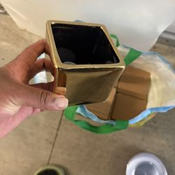 Gold Square Vases 