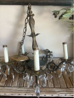 Antique crystal metal chandelier