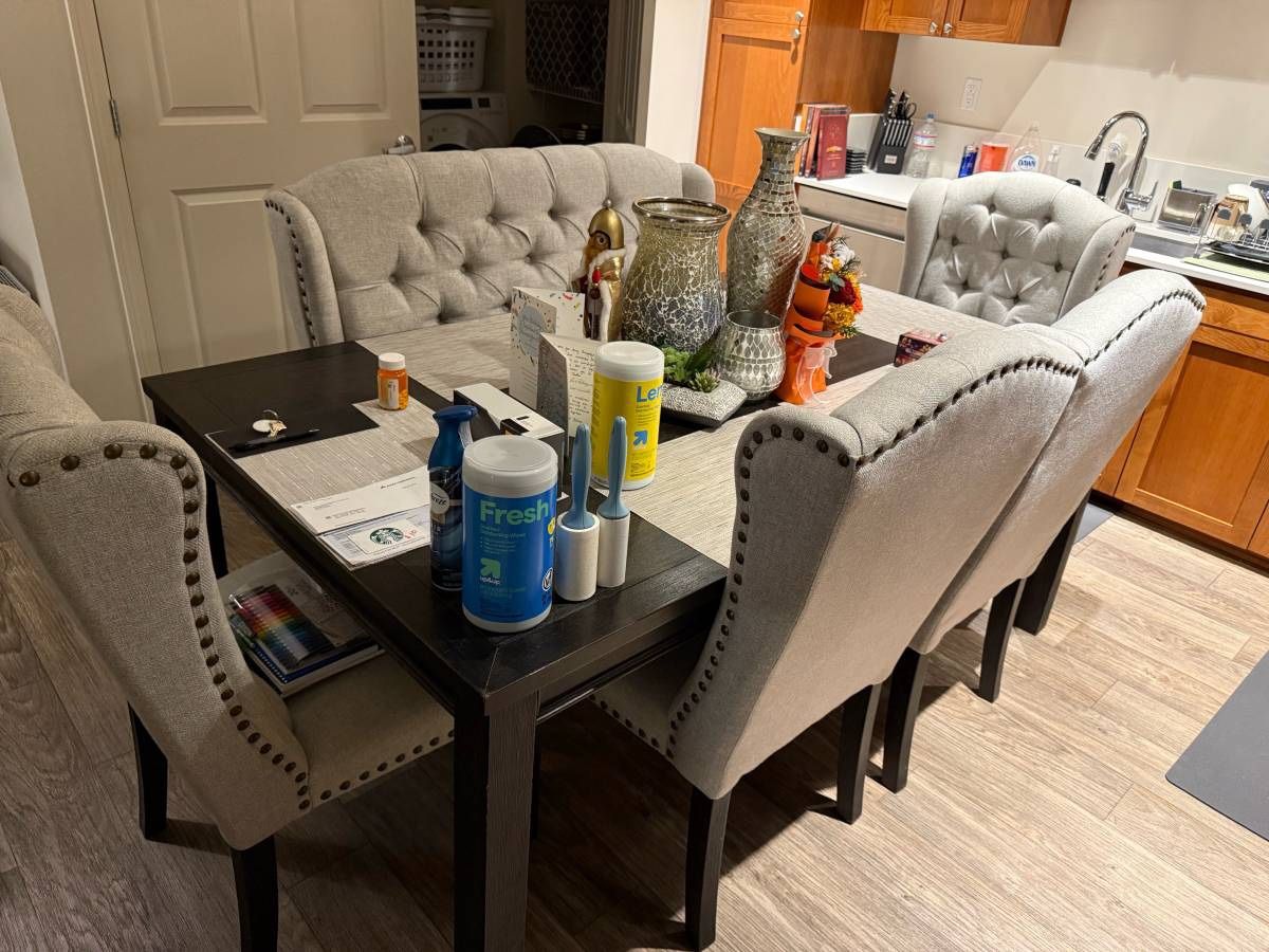 Kitchen Table, Bench And 4 Upholstered Chairs