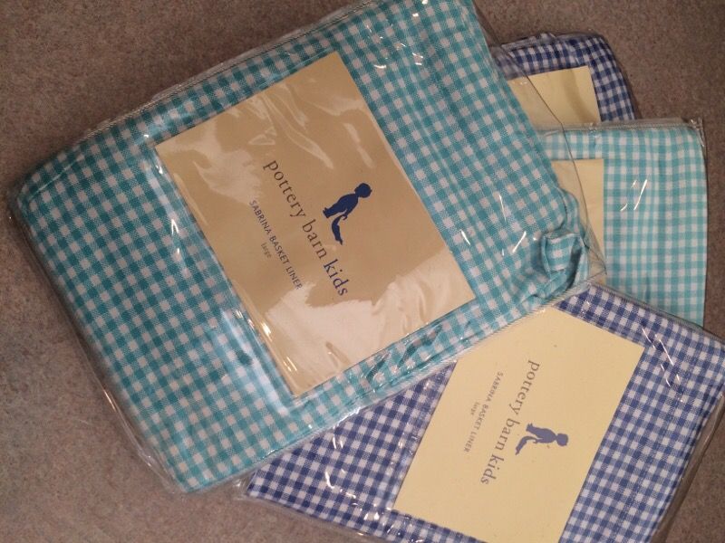 4 Pottery Barn Sabrina Basket Liners, NEW, Large