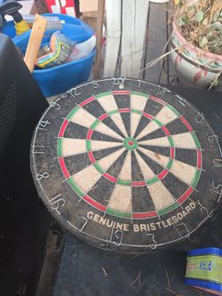 Genuine Bristleboard Dartboard with vintage feather darts