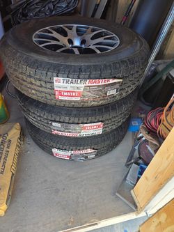 3 Trailer tires with rims.  ST 225/75R15. Westside