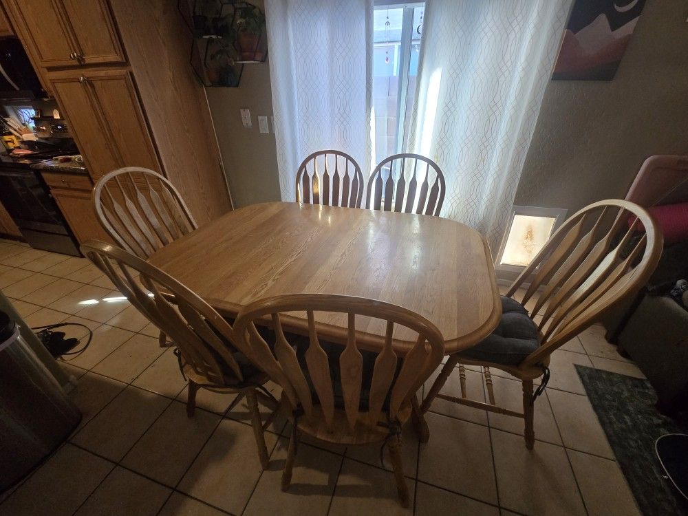 Wood Table With Chairs And Extensions 5ft -7ft