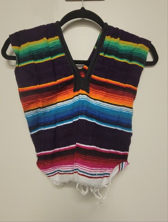 Mexican Gaban Zarape Poncho Costume Small Kids Ages 4-8