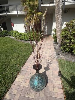 Mosaic Floor Vase With Decorative Branch S
