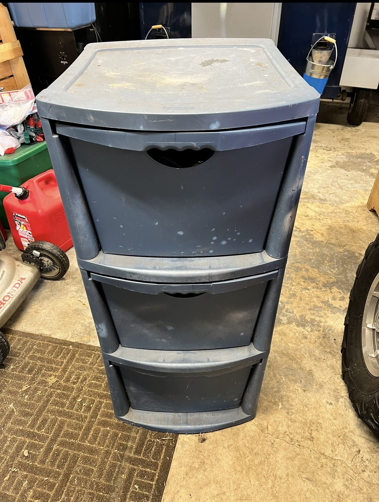 Plastic 3-Drawer Garage Bin