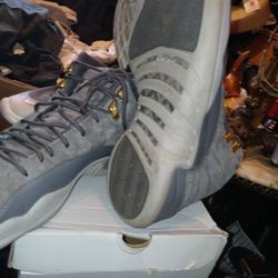 Nike Air Jordan 12 Jumpman Cool Grey Suede Size 11.5