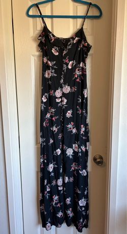 Long black floral dress
