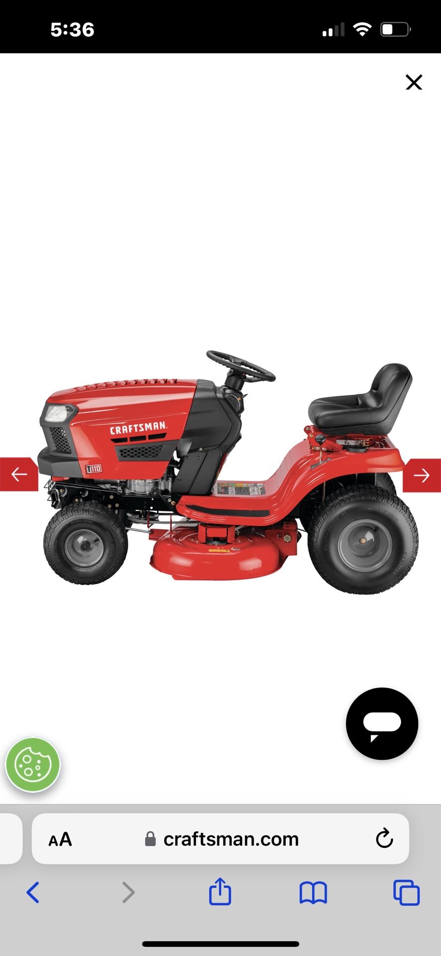 Craftsman T110 Riding Lawn Mower