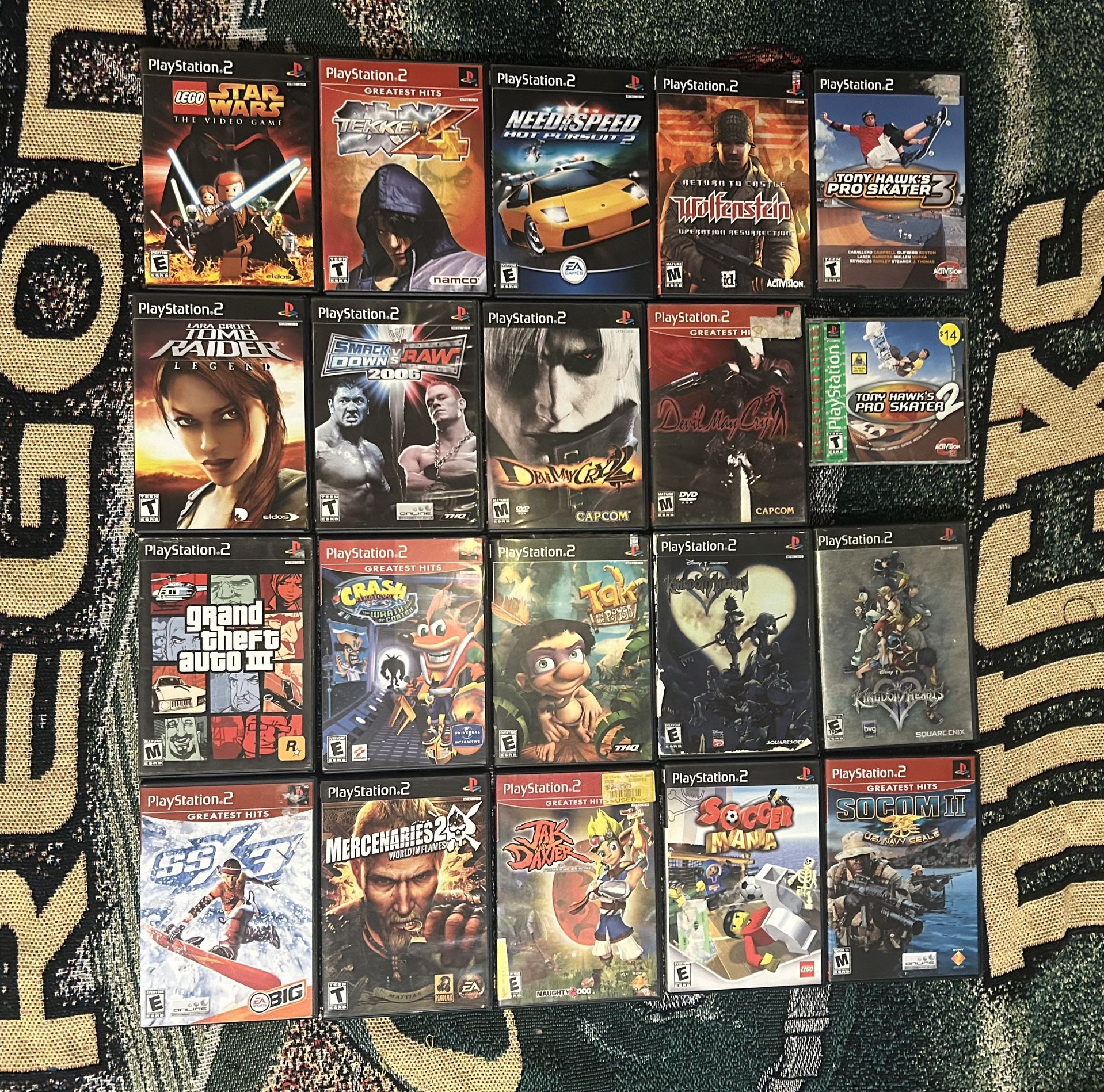 Ps2 games tekken ,tony hawk,WWE,GTA etc