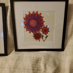 Original Framed And Matted Wall Flowers 