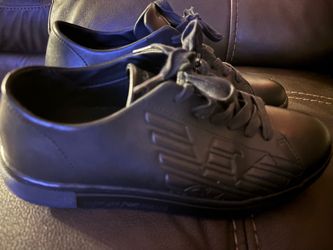 EA7 Emporio Armani Black Leather Sneakers