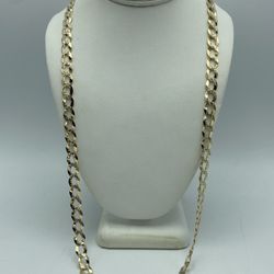 14kt Yellow Gold Solid Diamond Cut Curb Link Chain 29”