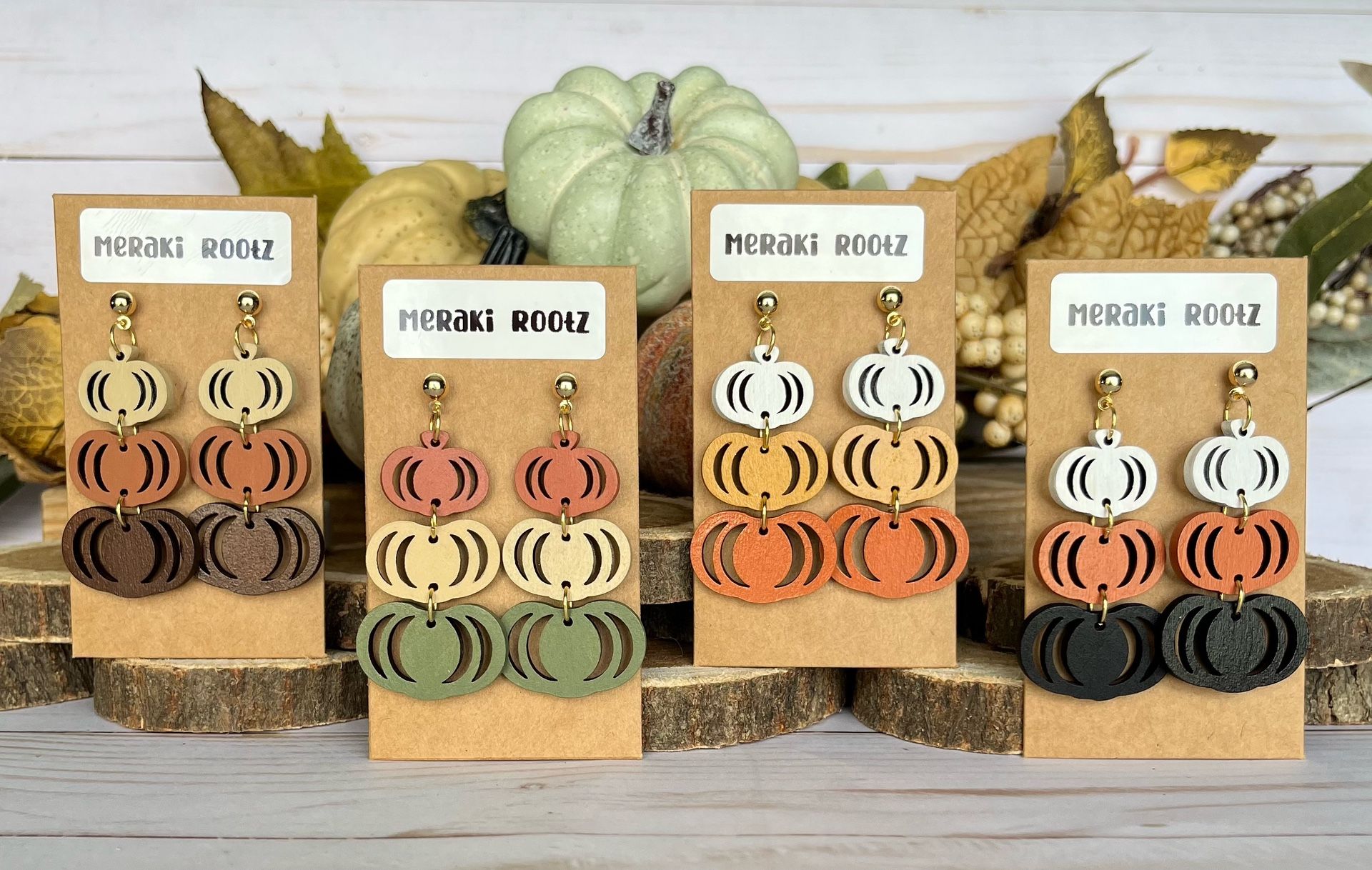 3 Piece Pumpkin Dangle Earrings