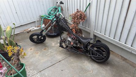 Black mini chopper customized motorcycle
