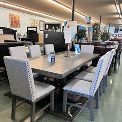 🔥Hot Deal🔥Brand New 9pc Dining Set: Dining Table With 8 Chairs $1199, Finance Available, Delivery Available 