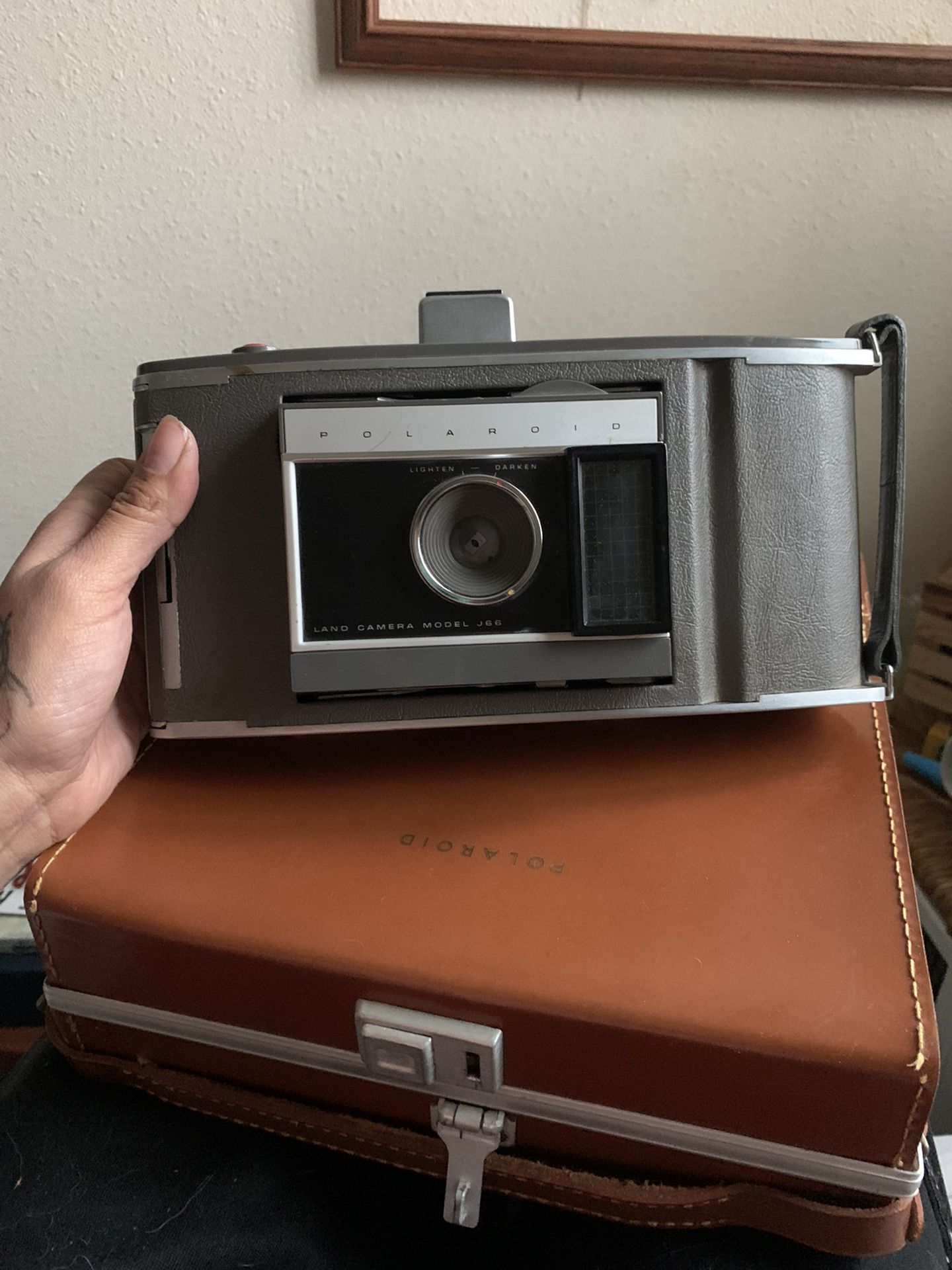 Vintage Early 1960's Polaroid J66 Roll Film Instant Camera with Camera Case