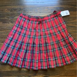 Red Plaid Uniform Skirt