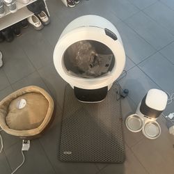 White Litter Robot 4 With Trap Mat And Double Automatic Feeder