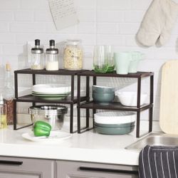 New Set of 4 Metal Kitchen Counter Shelves, Brown