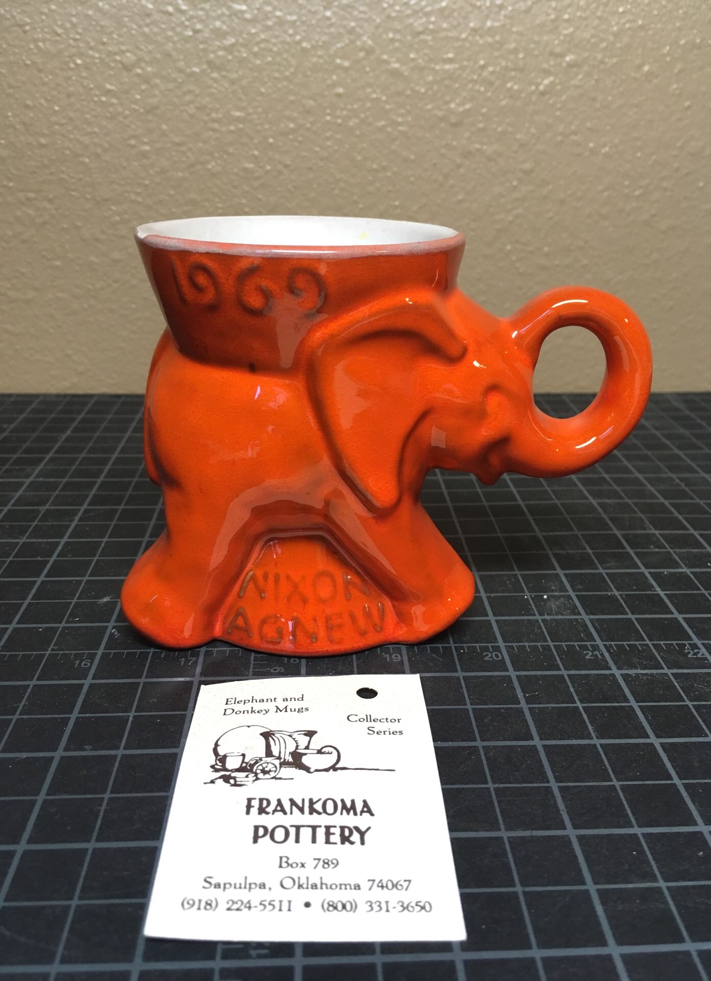 1969 GOP NIXON REPUBLICAN ELEPHANT CAMPAIGN CUP FRANKOMA POTTERY