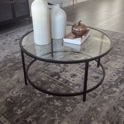Glass Black Metal Coffee Table 