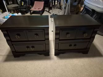 2 vintage solid wood night stands-refinished
