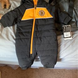 Brand New With Tags Bruins Baby Boy- Snow Suit And Onesie 