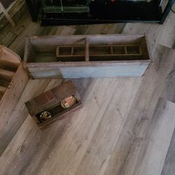 Vintage Wooden Tool Boxes And Shoe Shine Kit