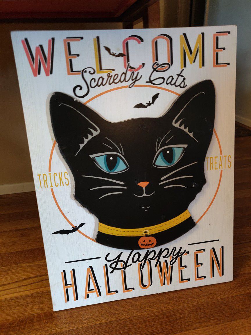 Halloween Cat Decoration Sign