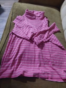 Pink striped turtle neck, long sleeve shirt