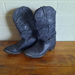 Vintage Durango Black Leather Slouch Cowboy Boots Men's 8.5 D
