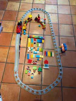 LEGO DUPLO Train LOT — Battery-Powered Steam Train 10874 + Bridge & Tracks 10872 + Mickey & Minnie Birthday Train 10941 + Brick Box 10913, Complete, W