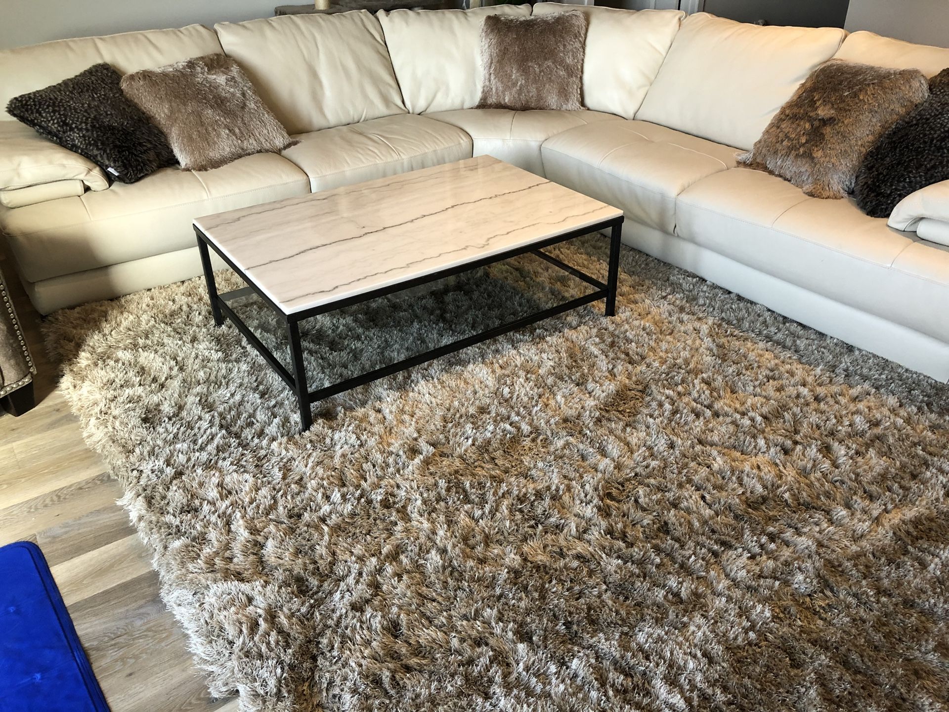 For Sale - Coffee & End Table - Macy’s Stratus Collection marble, glass & rubbed-bronze frame finish. Like new, purchased in 2017...Beautiful finish