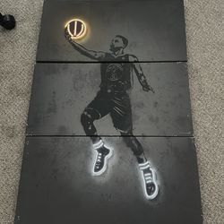 Steph Curry glow in the dark 3 piece Canvas Wall Art 24x38