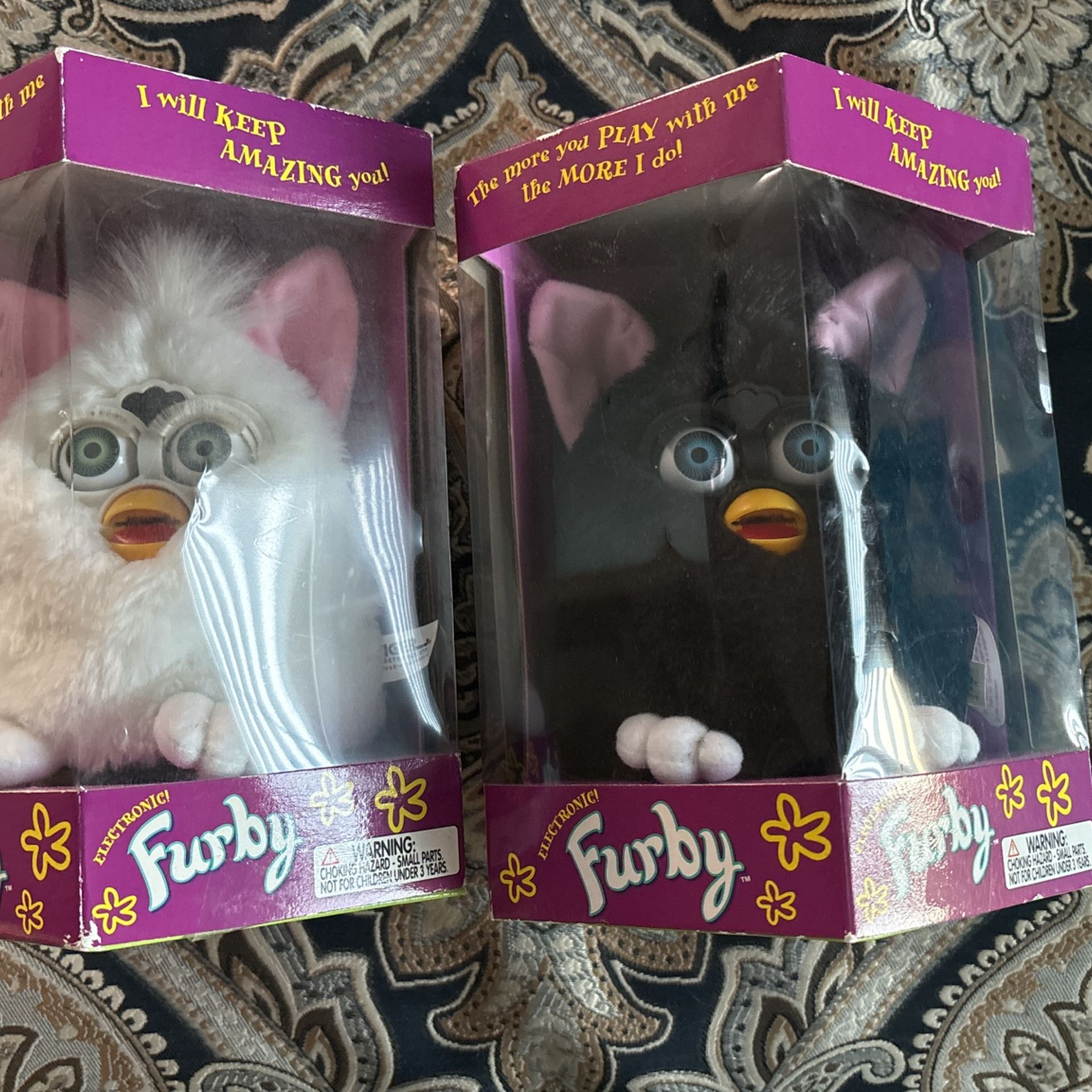 first Edition Furby’s One All Black and One All White Never Out Of Box .