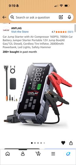 7000A Jump Starter with Air Compressor – 160 PSI Tire Inflator & Power Bank