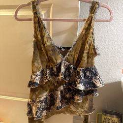 Urban Outfitters Ecote Animal Print Ruffle Tank Top