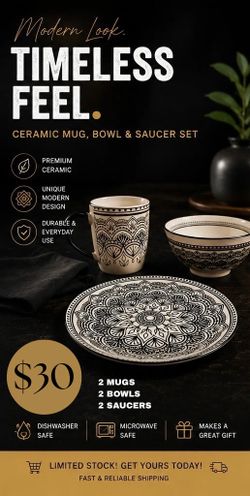 Boho design ceramic dinner set