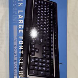 AZIO KB505U Vision Large Font Keyboard Tri-Color Backlight (NEW)
