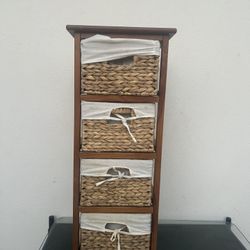 wicker basket storage tower