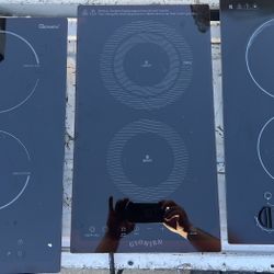 Electric Stove Induction Cooktop Vertical with 2 Burners Vitro Ceramic Smooth Surface Glass in Black 120V