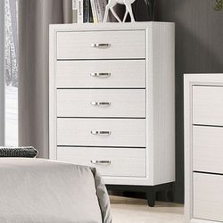 WHITE TALL CHEST 5-DRAWER CABINET