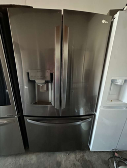 LG French Door Fridge – Black Stainless, Ice/Water Dispenser