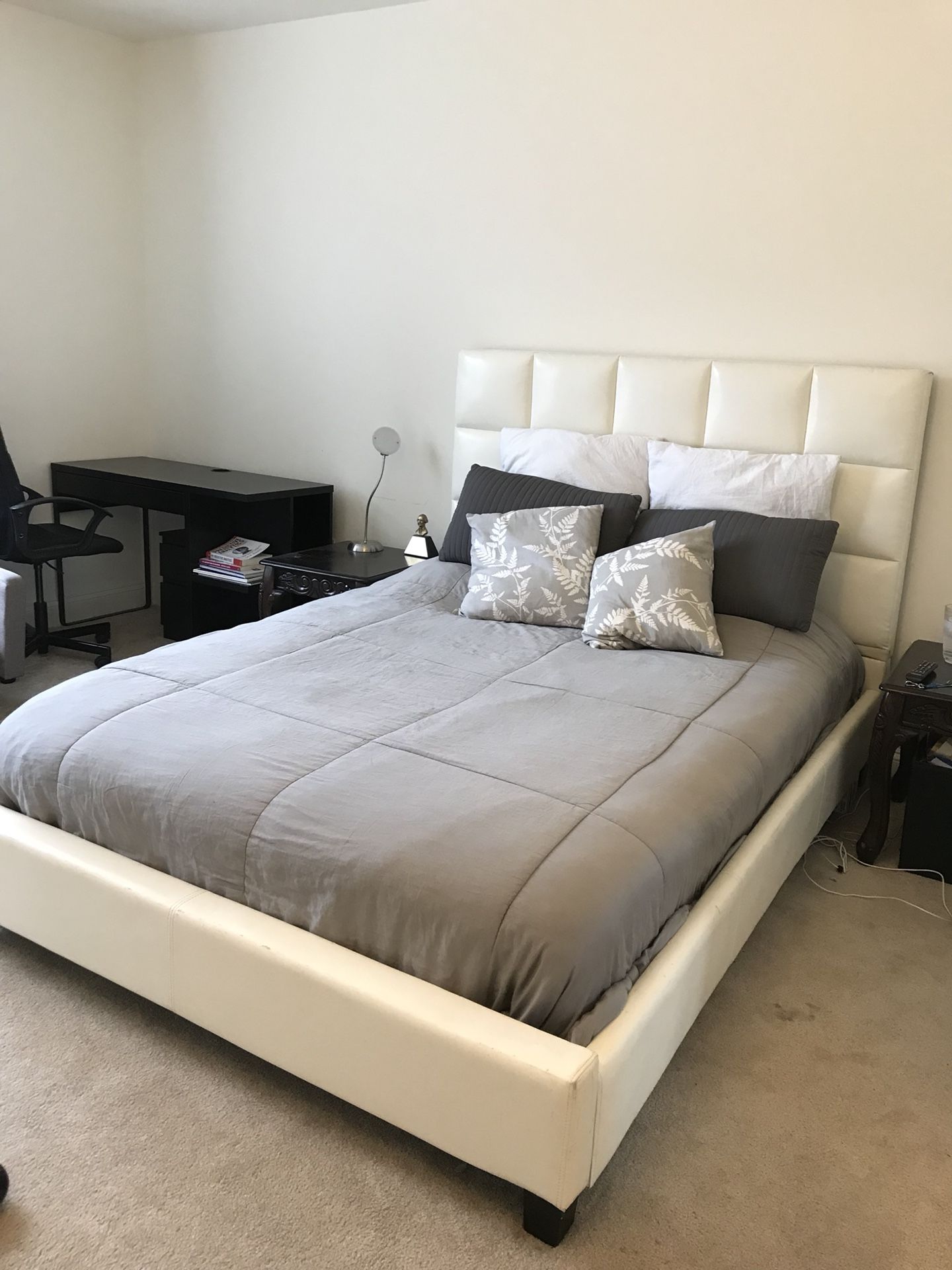 Upholster White Queen Bed